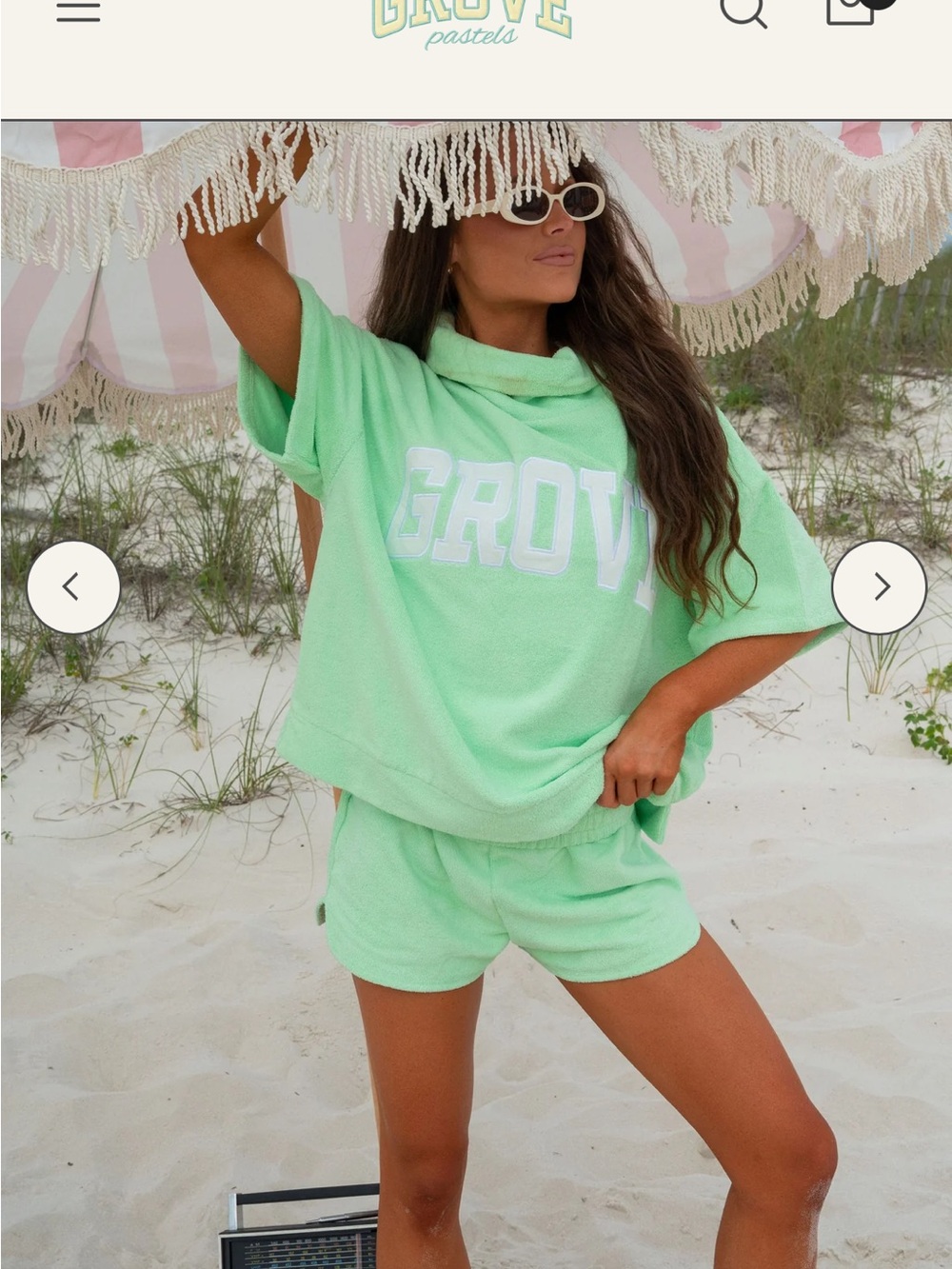 Grove the Brand Mint Green Terry Lounge Set with White Logo